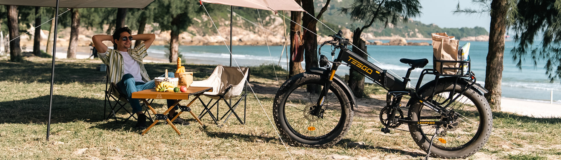 Tesgo Leopard 26" Full Suspension Folding E-Bike Camping