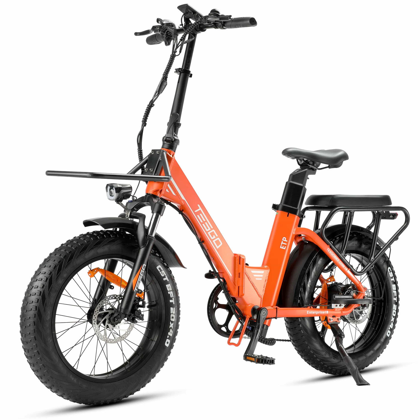 Tesgo Enterprise 20” Fat Tire Folding Electric Bike #color_orange