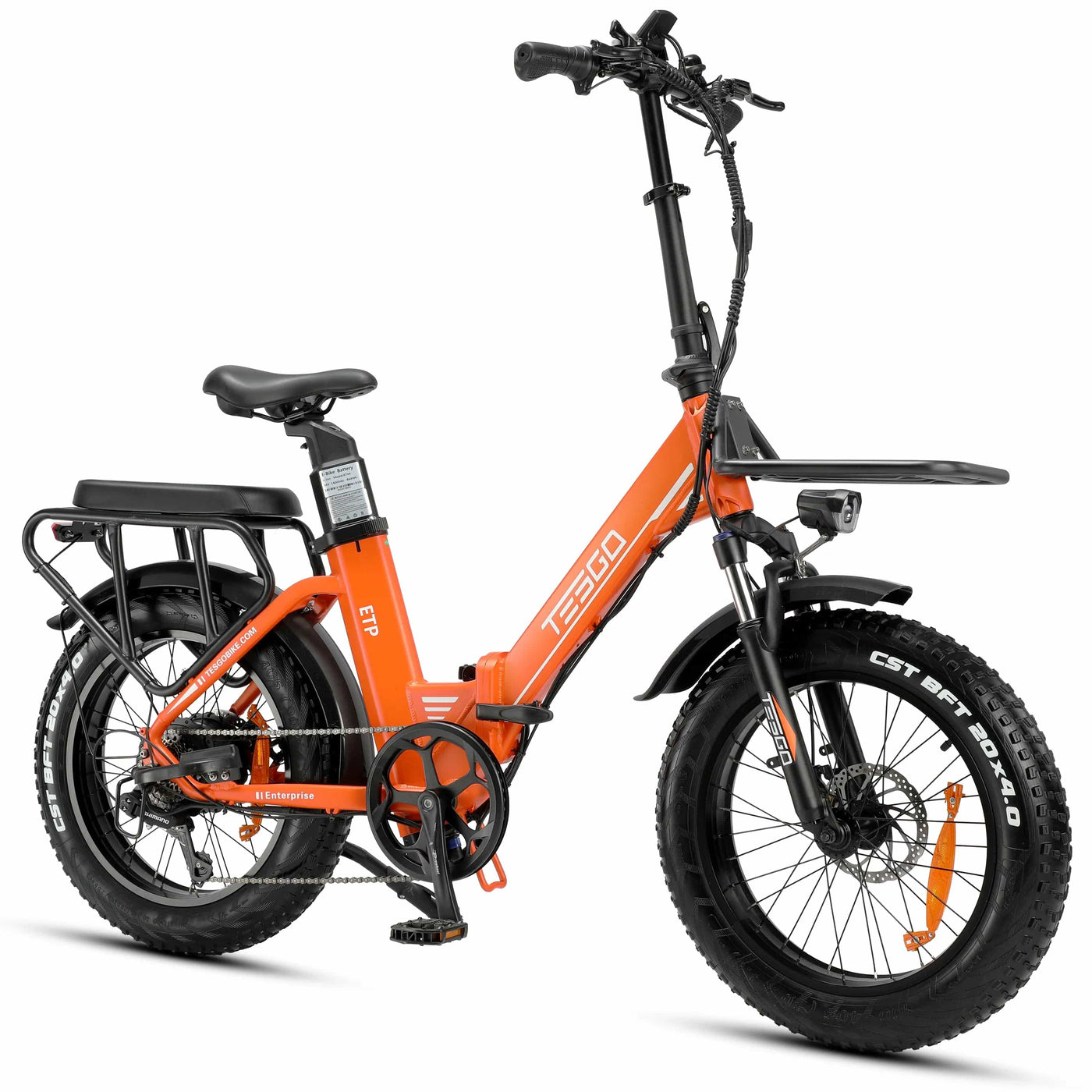 Tesgo Enterprise 20” Fat Tire Folding Electric Bike #color_orange