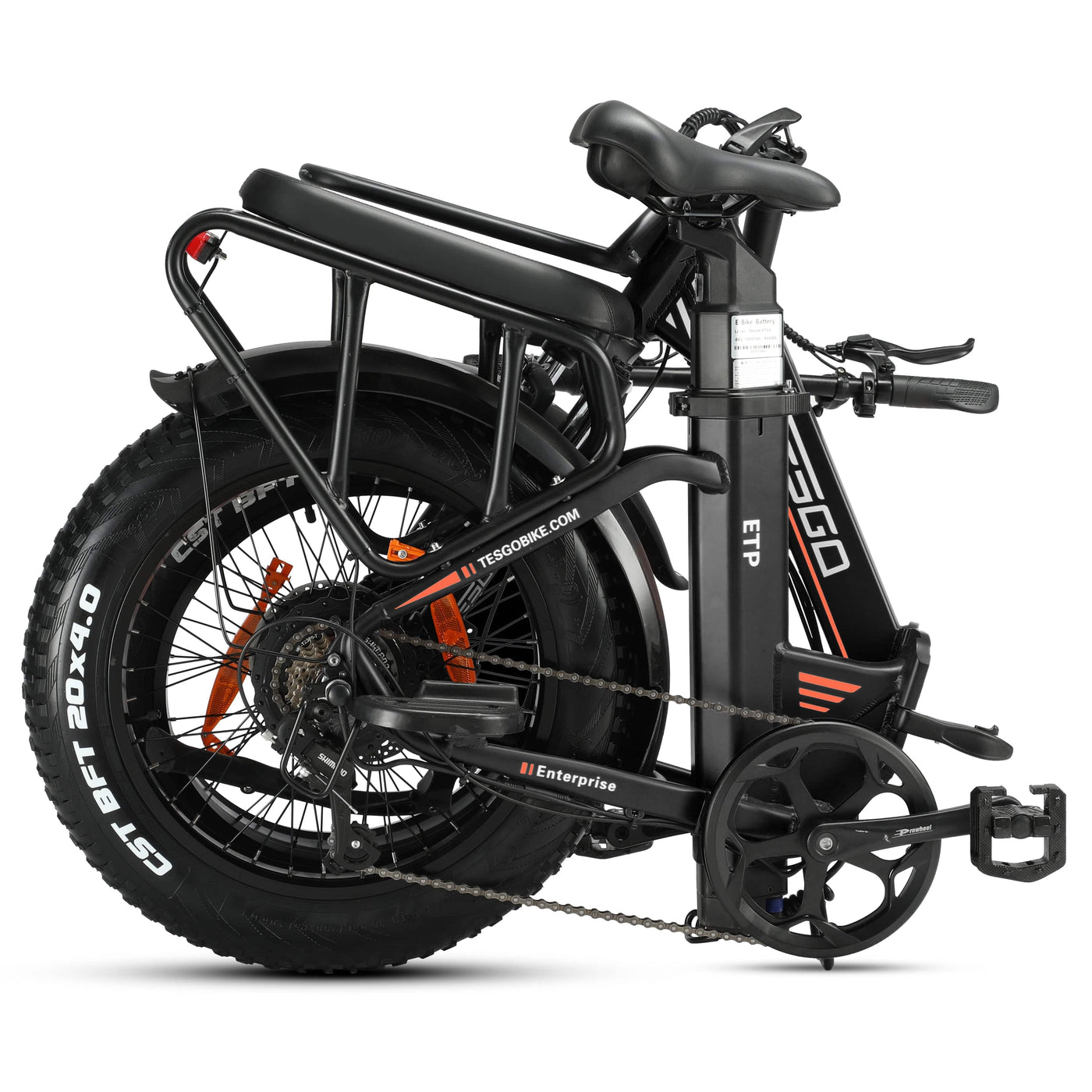 Tesgo Enterprise 20” Fat Tire Folding Electric Bike #color_black